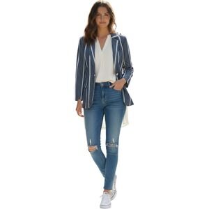 Boho Womens Navy White Stripe Jacquard Jacket Roller Rabbit Tajman Size S